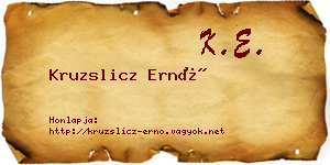Kruzslicz Ernő névjegykártya